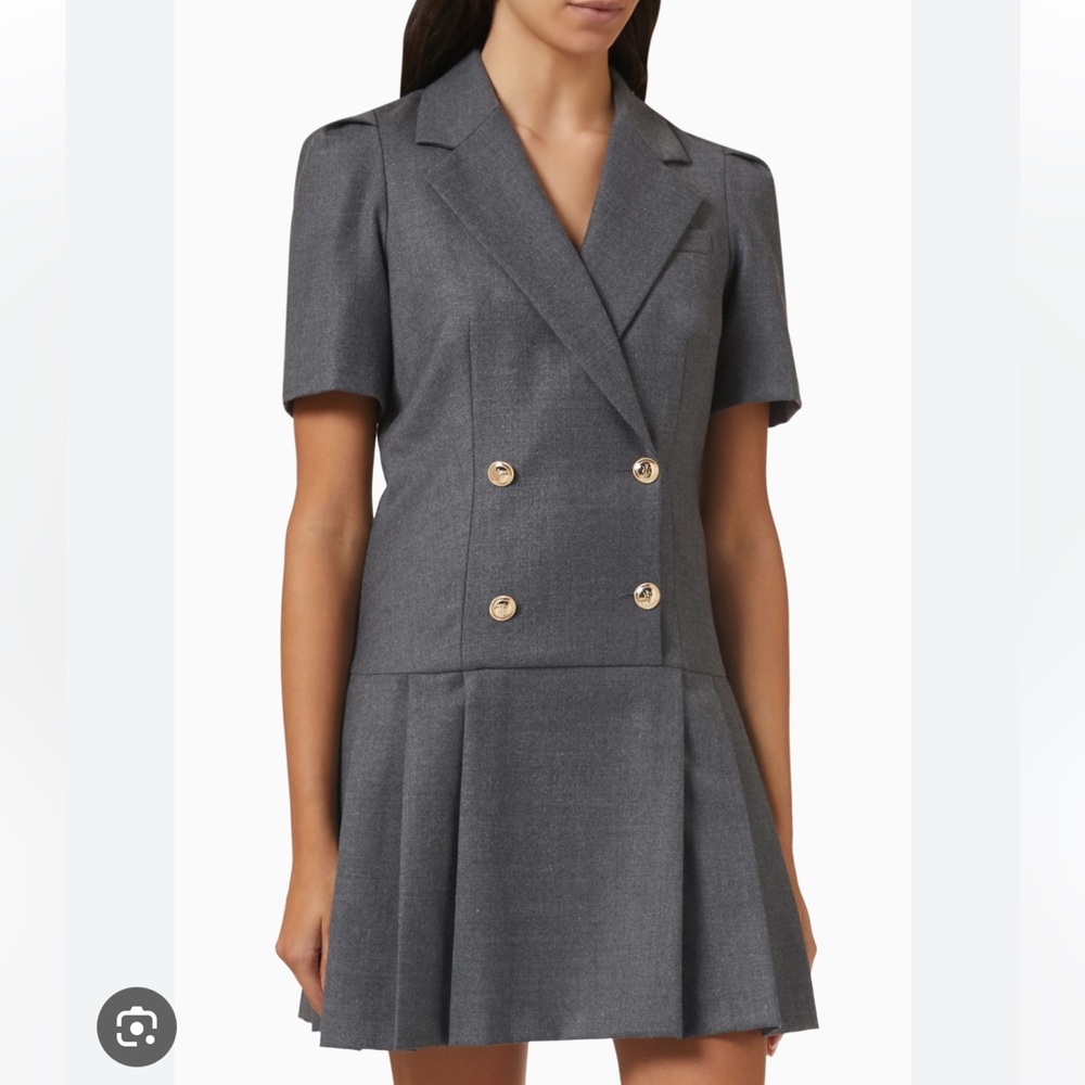 NWT Sandro Meloni Double Breasted Blazer Suit Gray Dress